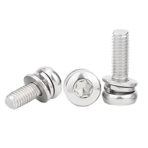 GB2672 Metric 304 Stainless Steel Pan Head Plum Blossom Three Combination Screw Half Round Head Coarse Thread M4 M5 M6 M8