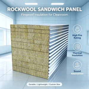 GMP Sandwich Panel 100mm A1 Fireproof Rock Wool Sandwich Panel Metal Insulated Wall Panel Roof Panels for Industrial Warehouse