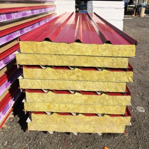 GUANGQIA High Density Fireproof Wall Materials Insulated Panels Exterior Wall Panels Rock Wool Sandwich Panel