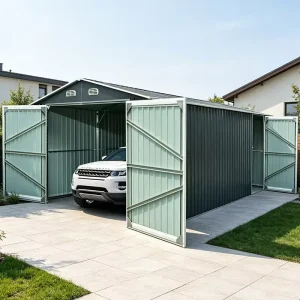 Galvanized Aluminum Prefabricated Modular Outdoor Carport and Caravan Garage with High-Strength Storage