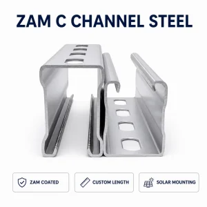 Galvanized C Channel Steel Purlin for Solar Panel Mounting Ground and Rooftop PV System Pre Punched