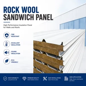 Galvanized Rock Wool Sandwich Panels Weather Resistant Easy Installation for Temporary Prefab House