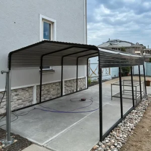 Galvanized Steel Frame Carport Canopy, Wind-Resistant DIY Kit for Backyard Driveway Parking