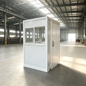Galvanized Steel Guard Booth Security Sentry Box Heavy Duty Outdoor Guardhouse Durable Flat Roof for Construction Site Park
