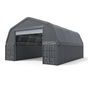 Garden Ai Clear Span Snow Load Resistant Hot-dip Galvanized Peak Roof Container Canopy Yard Freight Storage Car 3-Car Parking