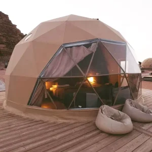 Geodesic Dome Tent Igloo With Transparent Roof Stove and Bathroom