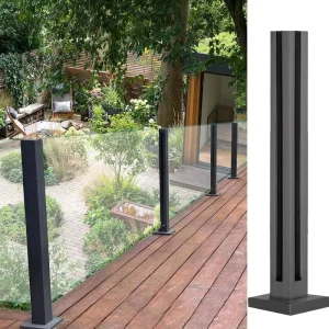 Glass Fence Black Color Stainless Steel Square Tube Railing Post