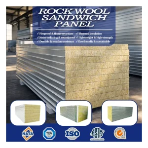 Glass Magnesium Rock Wool Hand Made Sandwich Panel Fireproof Insulated for Building
