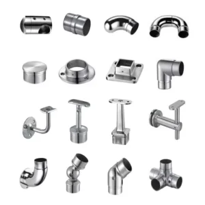 Glass Railing and Balustrade Fitting Handrail Support Wall Bracket Pipe Connector End Cap Elbow Flush Joint Stair Accessory