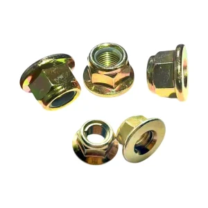 Grade 10 Carbon Steel Hex Flange Lock Nut Yellow Zinc Plated Nylon Insert and All Metal Self Locking Nut