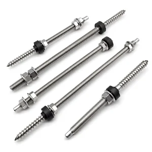 Grade 8.8 Aluminium Plain Stud Bolt Hex Nut Lock Washer Assembly Solar Hanger Bolt