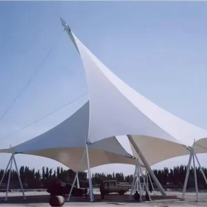 Grandstand Canopy Lightweight Tensile Fabric Roof Engineered Steel Support Welding Bending Services for Public Seating Areas