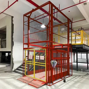 Guide Rail Goods Lift for Outdoor Warehouse Mezzanine Storage with Hydraulic Lifting Platform