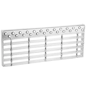HDG Steel Grating Stair Tread with Checkered Plate Nosing, Bolted Fixing, CE Certified