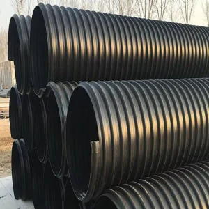 HDPE Steel Belt Reinforced Lightweight Flexible Spiral Corrugated Pipe SN8 SN16 DN300 3000 PE100 for Rainwater Drainage