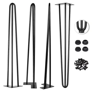 Hairpin Legs 4~40” 3 Rod Steel Iron Desk Feet Metal Dinning Bench Coffee Dining Hair Pin Furniture Table Hairpin Legs