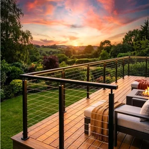 Handrail Top Mounted Cable Railing Handrails for Stairs with Wood Stainless Balustrade