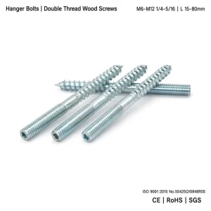 Hanger Bolt Double Thread Wood Screws Dowel Screw M8 M10 M12 Stainless Steel 304 Galvanized Carbon Steel Solar Roof Mounting