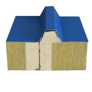 Heat Insulation Fireproof A level Rock Wool Sandwich Panel Galvanized Steel Surface for Houses