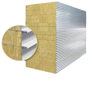 Heat resistant Rock Wool Composition Sandwich Roof Panel Colored Fiberglass Rock Wool Wall Clean Panel for Sale