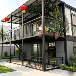 Heavy Black Steel Frame Detachable Prefabricated Container House Moisture Proof 10-40ft Anti rust Prefabricated Container Villa
