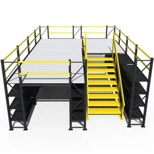 Heavy Capacity Used Forklift Warehouse Storage Industrial Pallet Rack Steel Structure Stair Handrail Working Mezzanine Platform