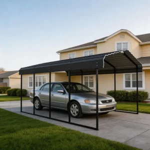 Heavy Duty 10x20ft Galvanized Steel Carport Kit with Waterproof Roof for Personal Backyard Home Vehicle Parking