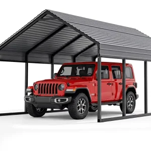 Heavy Duty 12×20 FT Metal Carport for 2 Cars with Modern Gable Roof, All-Weather Garage Kit, Reinforced Frame, Boat Canopy