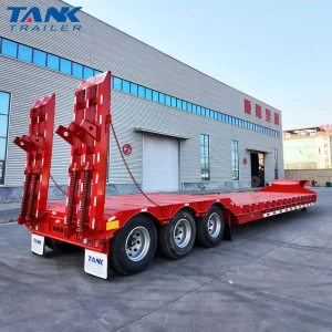 Heavy Duty 3 Axle Lowbed Semi-Trailer with Hydraulic Ladder
