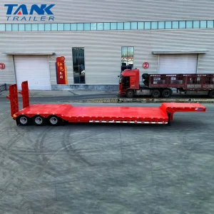 Heavy Duty 3 Axle Lowboy Semi-Trailer with Removable Gooseneck 60 Ton Capacity