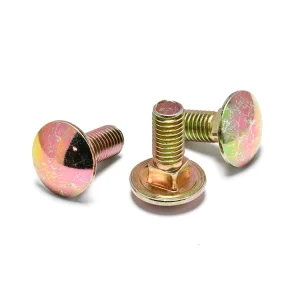 Heavy Duty Carbon Steel Carriage Bolt with Golden Zinc Protection for Metal Buildings