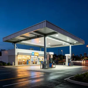 Heavy Duty Durable Steel Canopy Structure with Fireproof Coating Customized Professional Steel Structure Gas Station Canopy