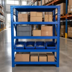 Heavy Duty Electrostatic Powder Coated Steel Shelving Rack 300kg Per Shelf 4 Tier Boltless Storage Unit Matte Whit