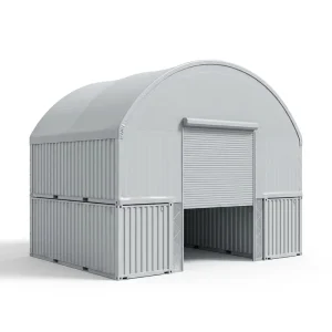 Heavy Duty Galvanized Steel 850g PVC Wind Rated Arch Container Shelter Flame Retardant for Industrial