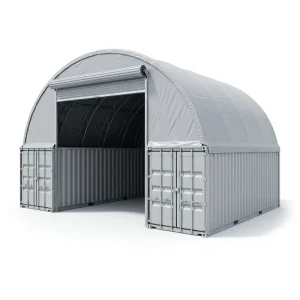 Heavy Duty Galvanized Steel 850g PVC Wind Rated Arch Container Shelter for Warehouse and Container Yard Storage