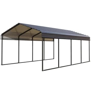 Heavy Duty Galvanized Steel Powder Coated Carport 11×19 Feet Shelter Perfect Solution for Vehicles Boats Equipment Durable