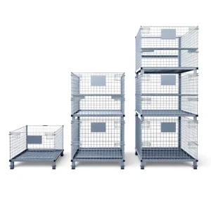 Heavy Duty Galvanized Steel Storage Cage Industrial Wire Mesh Container Stackable Bins for Automotive Parts