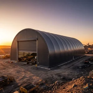 Heavy Duty Hot Dip Galvanized Bulk Material Storage Mining Arch Roof 40x80ft Charcoal PVC for Drill Site Maintenance