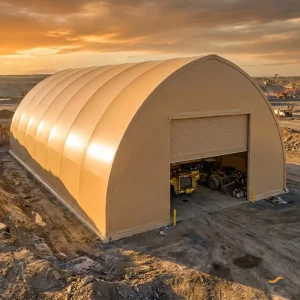 Heavy Duty Hot-Dip Galvanized Equipment Maintenance Shelter Arch Roof 60x80m Warm Beige PVC for Drill Site Maintenance