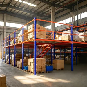 Heavy Duty Industrial Steel Mezzanine Platform Warehouse Attic Rack With Safety Barriers