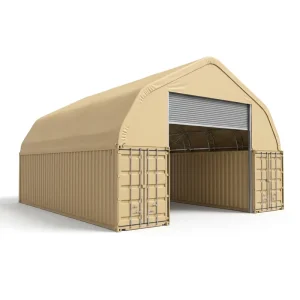 Heavy Duty No Foundation Relocatable Industrial Steel Wind Snow Rated Double Truss A-Frame Container Shelter Port Logistics