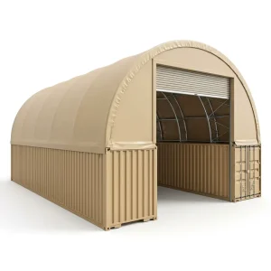 Heavy Duty No Foundation Relocatable Wind and Snow Rated Double Truss Container Shelter for Industrial Workshop Storage