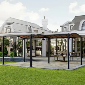 Heavy Duty Outdoor Aluminum Metal Carport Pergola Gazebo Pavilion for Cars Parking, PE Iron Stainless Steel Garage Tent