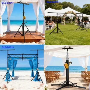 Heavy Duty Stage Lighting Crank Stand Adjustable Height Winch Lift Tower with T-bar for DJ Disco Event Par Light Truss System