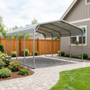 Heavy Duty Steel Carport Kit 12x20ft for Single Car Parking Outdoor Weatherproof Metal Garage Shelter Factory Direct
