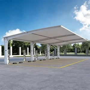 Heavy Duty Steel Carport with Membrane Roof, Waterproof and Wind Resistant, Bolted Connection, Customizable