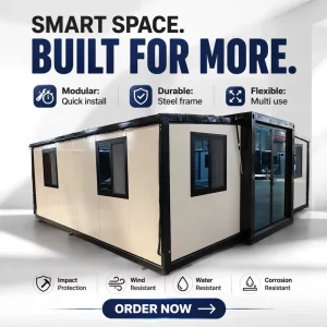 Heavy Duty Steel Structure 20ft Expandable Container House for Construction Site Staff Housing and Emergency Disaster Relief