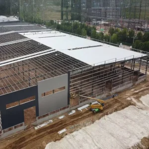 Heavy Duty Structural Steel Frame Warehouse Building Prefab Commercial Workshop Office Building Fast Install 5 Year Warranty