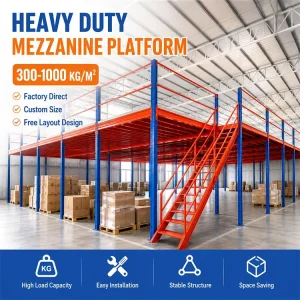 Heavy Duty Structural Steel Mezzanine Floor System for Industrial Warehouse Storage Expansion