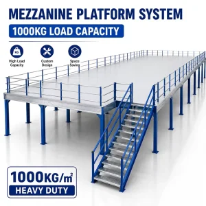 Heavy Duty Structural Steel Mezzanine Floor With Stairs Guardrails And Loading Gate